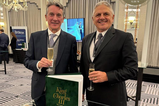 John Haywood and Dr Nigel Grech at King Charles III coronation and 75th birthday commemorative album